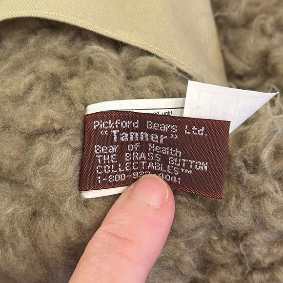 Pickford Bears Brass Button Collectables Tanner  Bear Plush 11”  1997 With Tags - Picture 7 of 9